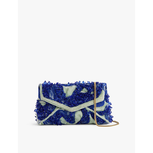 Dries Van Noten Embroidery-and-beads-embellishment velvet clutch bag | LYBSTORE