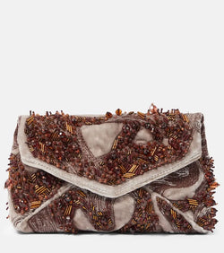 Dries Van Noten Envelope embellished velvet clutch