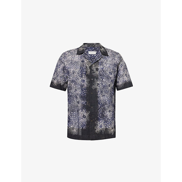 Dries Van Noten Floral-Embroidered Short-Sleeve Cotton Shirt