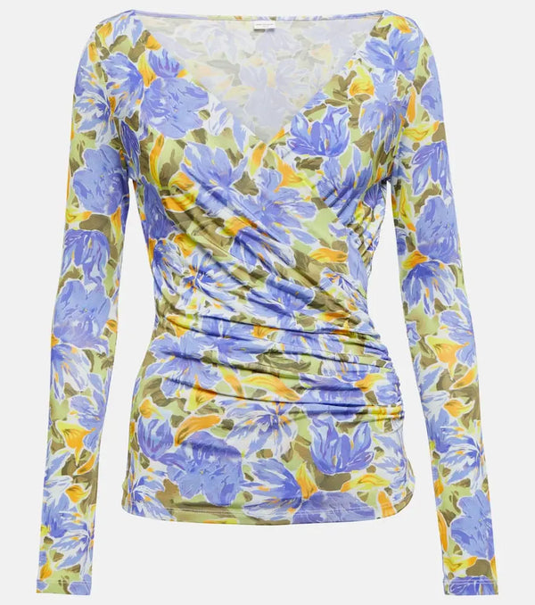 Dries Van Noten Floral ruched jersey top | LYBSTORE