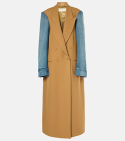 Dries Van Noten Gabardine and denim coat