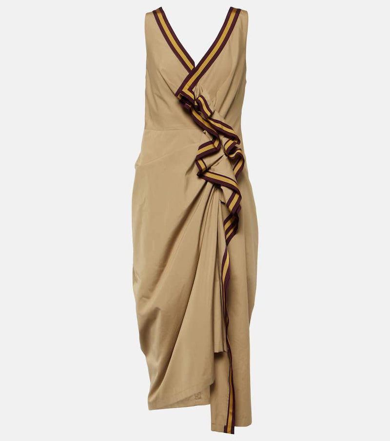 Dries Van Noten Gathered cotton midi dress