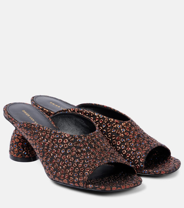 Dries Van Noten Jacquard canvas mules | LYBSTORE