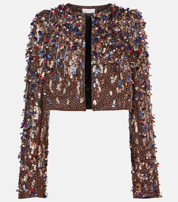 Dries Van Noten Lamé cropped jacket | LYBSTORE