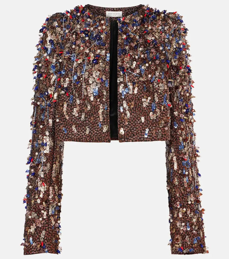 Dries Van Noten Lamé cropped jacket