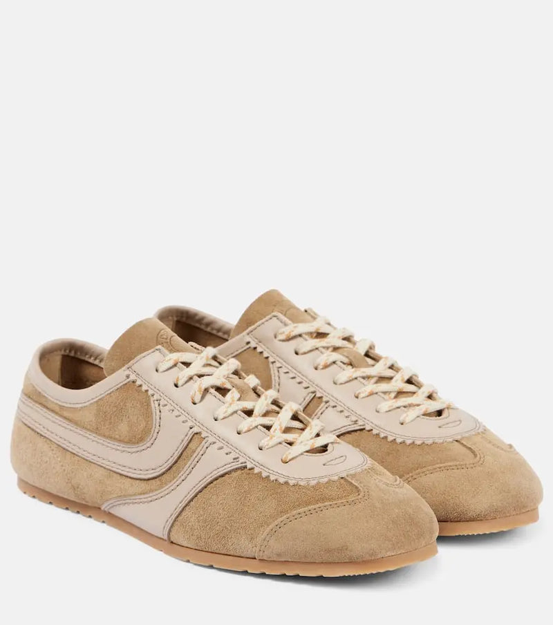 Dries Van Noten Leather and suede low-top sneakers | LYBSTORE