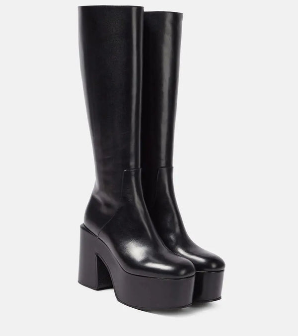 Dries Van Noten Leather platform knee-high boots | LYBSTORE