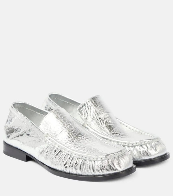 Dries Van Noten Metallic leather loafers | LYBSTORE