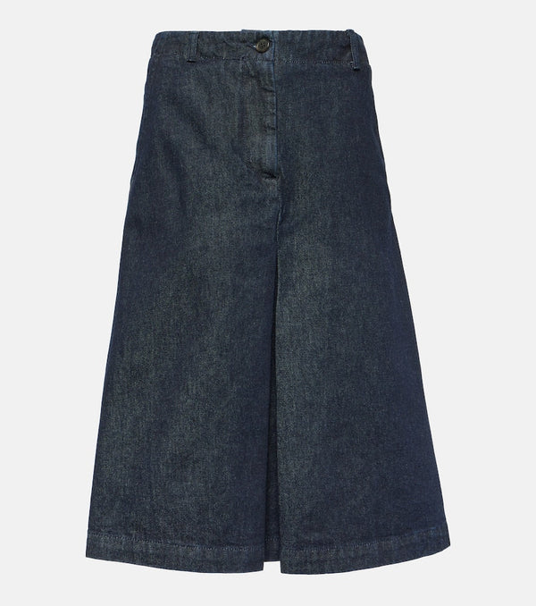 Dries Van Noten Pleated denim midi skirt | LYBSTORE