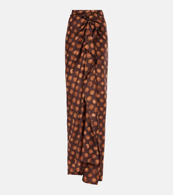 Dries Van Noten Polka-dot gathered silk maxi skirt | LYBSTORE