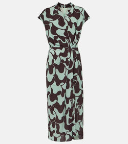 Dries Van Noten Printed crêpe midi dress