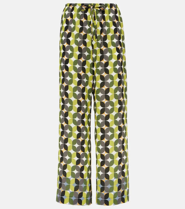 Dries Van Noten Printed high-rise crêpe wide-leg pants | LYBSTORE