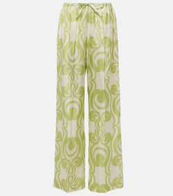 Dries Van Noten Printed silk wide-leg pants | LYBSTORE