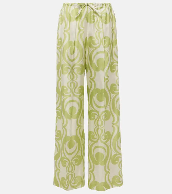 Dries Van Noten Printed silk wide-leg pants | LYBSTORE