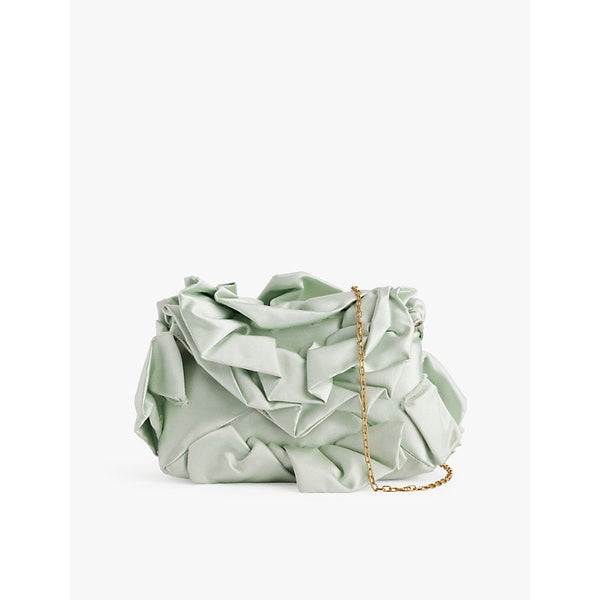 Dries Van Noten Ruffled chain-shoulder-strap silk shoulder bag | LYBSTORE