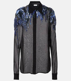 Dries Van Noten Sequined chiffon blouse