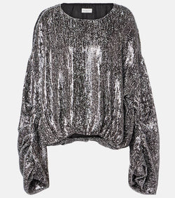 Dries Van Noten Sequined gathered blouse