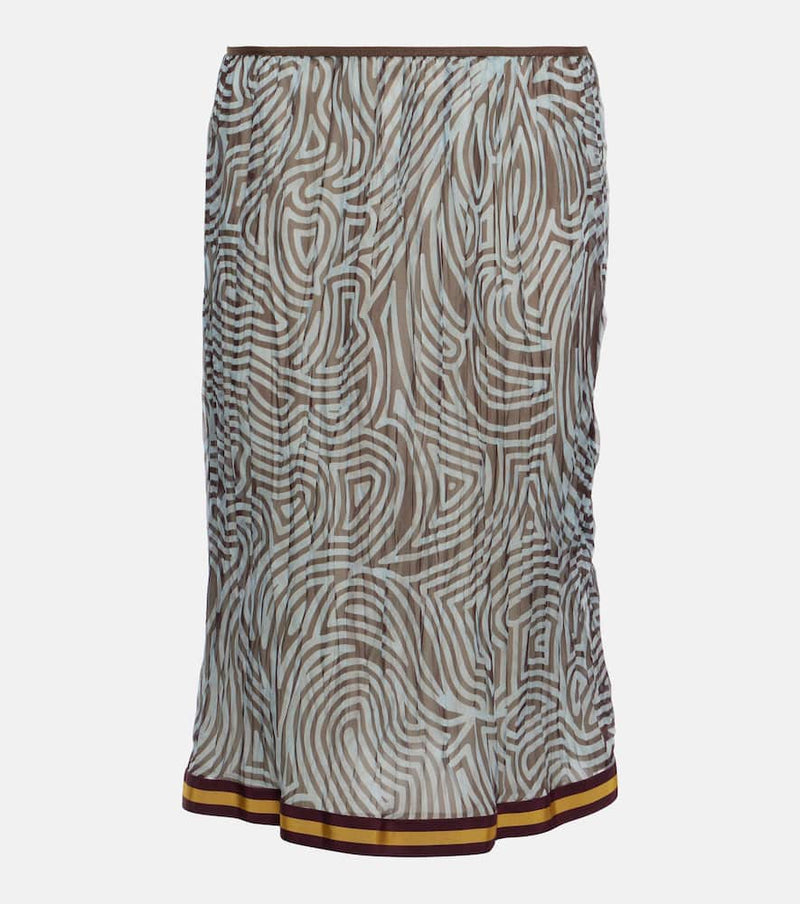 Dries Van Noten Silk voile midi skirt