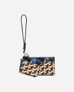 Dries Van Noten Printed Leather Pouch Blue