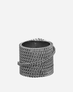 Dries Van Noten Stacked Chain Ring Antic Silver