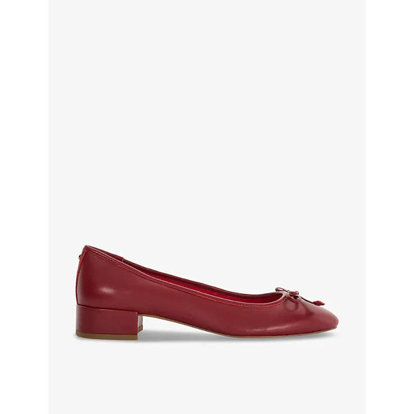 Dune Admirably bow-embellished faux-leather heeled courts