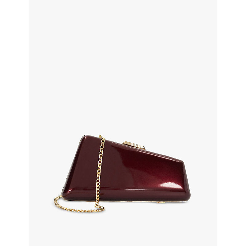 Dune Balancing asymmetric patent faux-leather clutch