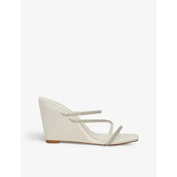 Dune Bridal Moonbeam leather wedge mules