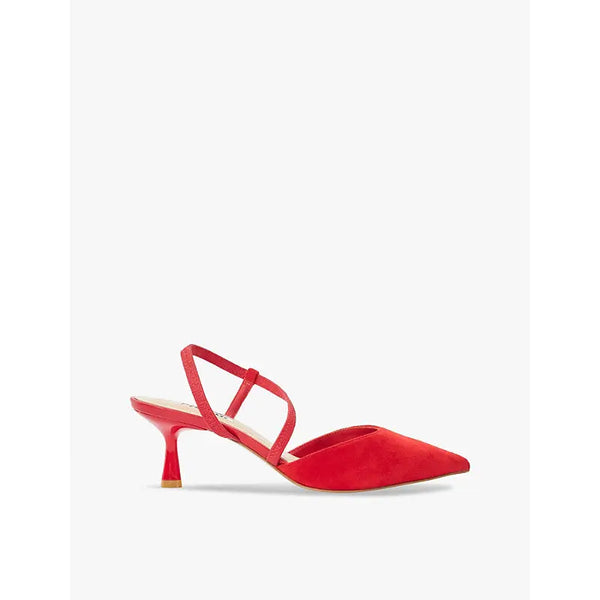 Dune Citrus asymmetric suede court shoes