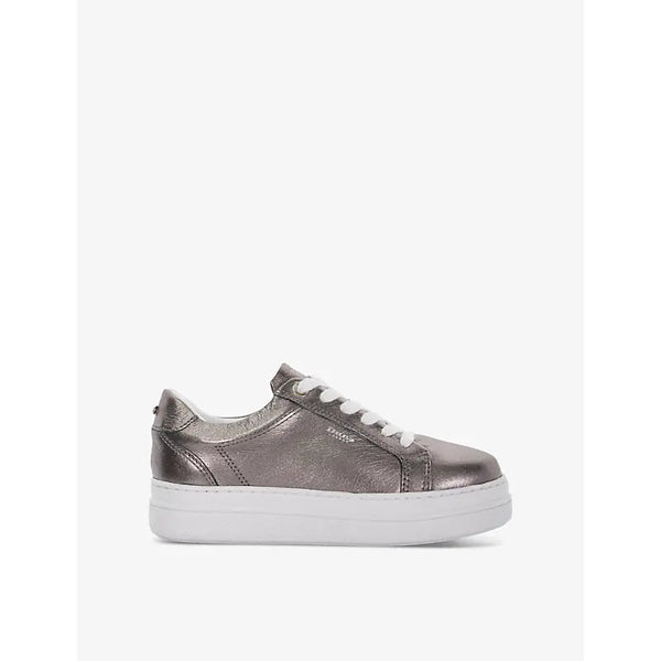 Dune Eastern logo-embossed flatform leather low-top trainers | Dune