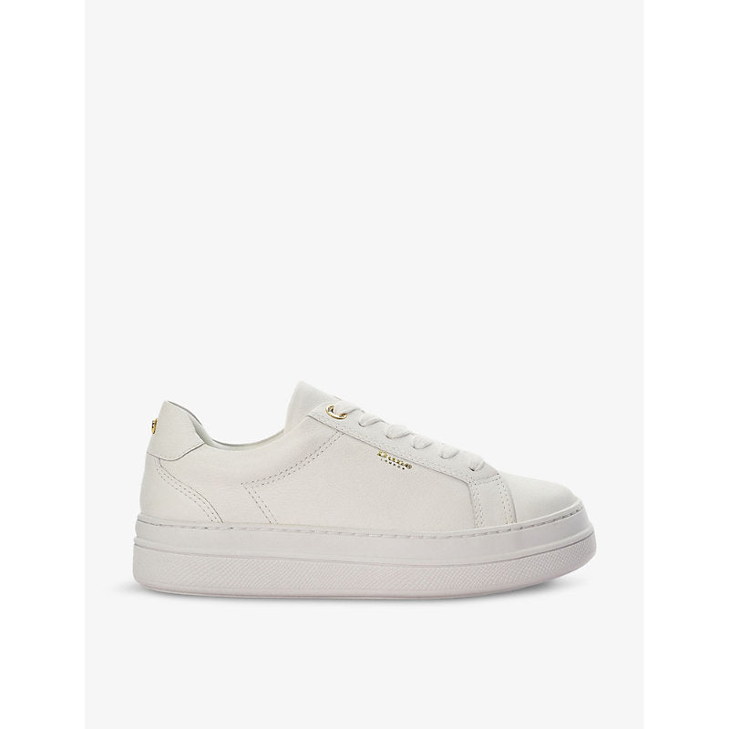 Dune Eastern logo-embossed flatform leather low-top trainers