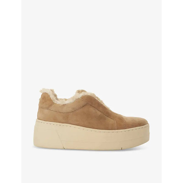 Dune Esthie chunky shearling-lined suede slip-on trainers