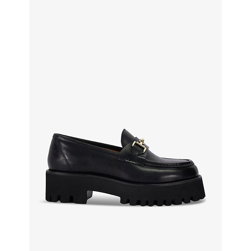 Dune Groundbreaking snaffle-chain leather loafers