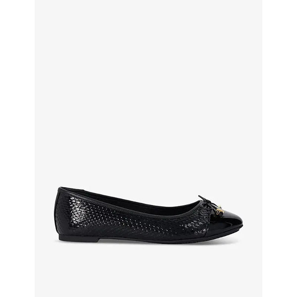 Dune Hallo bow-embellished patent-leather ballet flats