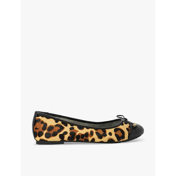 Dune Hallo leopard-print woven ballet pumps