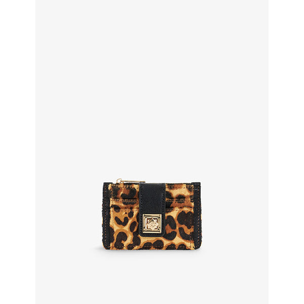 Womens Dune Karra leopard-pattern leather wallet