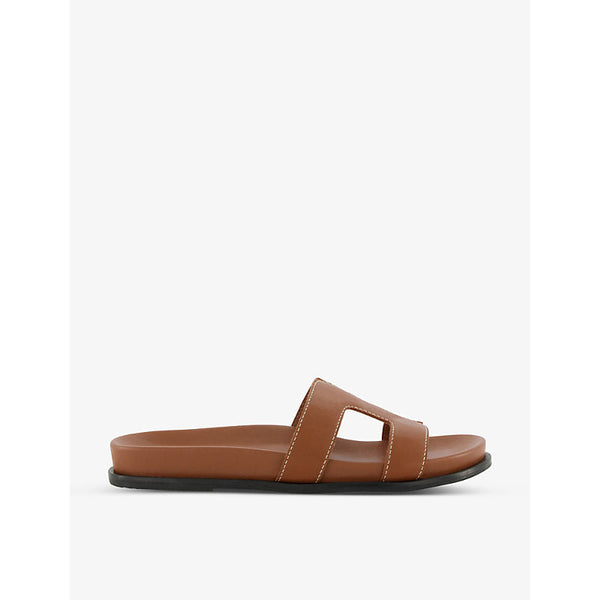 Womens Dune Loupa comfort-footbed leather sliders