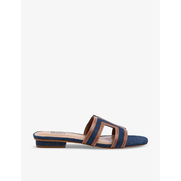 Dune Loupe open-strap denim slider sandals