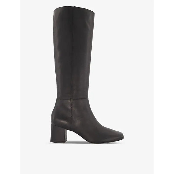 Dune Signature block-heel leather heeled knee-high boots