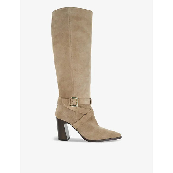 Dune Solanna block-heel knee-high faux-suede boots