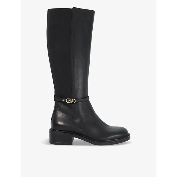 Dune Tias brand-buckle knee-high leather boots | Dune