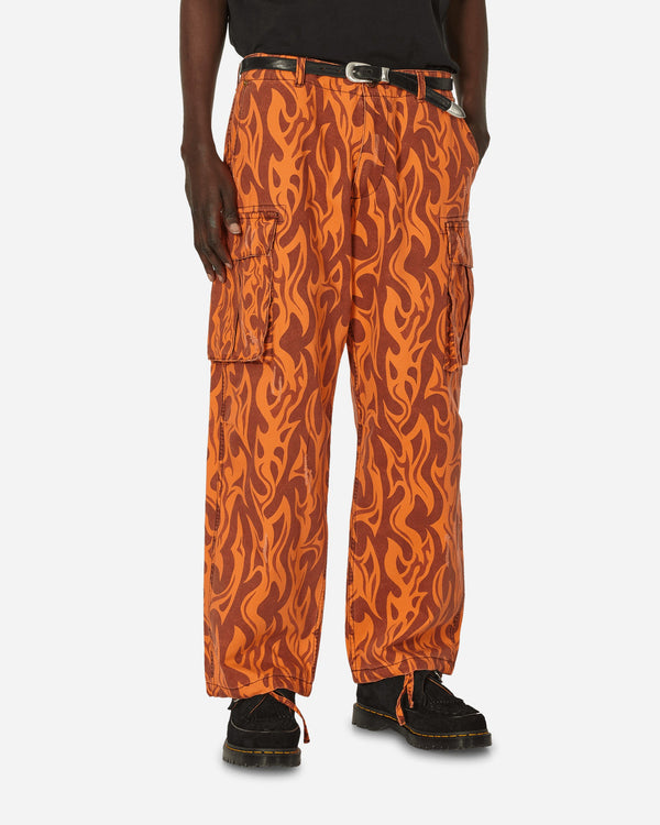 ERL Printed Flame Cargo Pants Orange