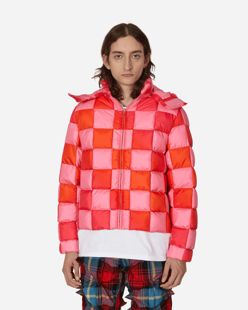 ERL Gradient Checker Hooded Puffer Jacket Pink