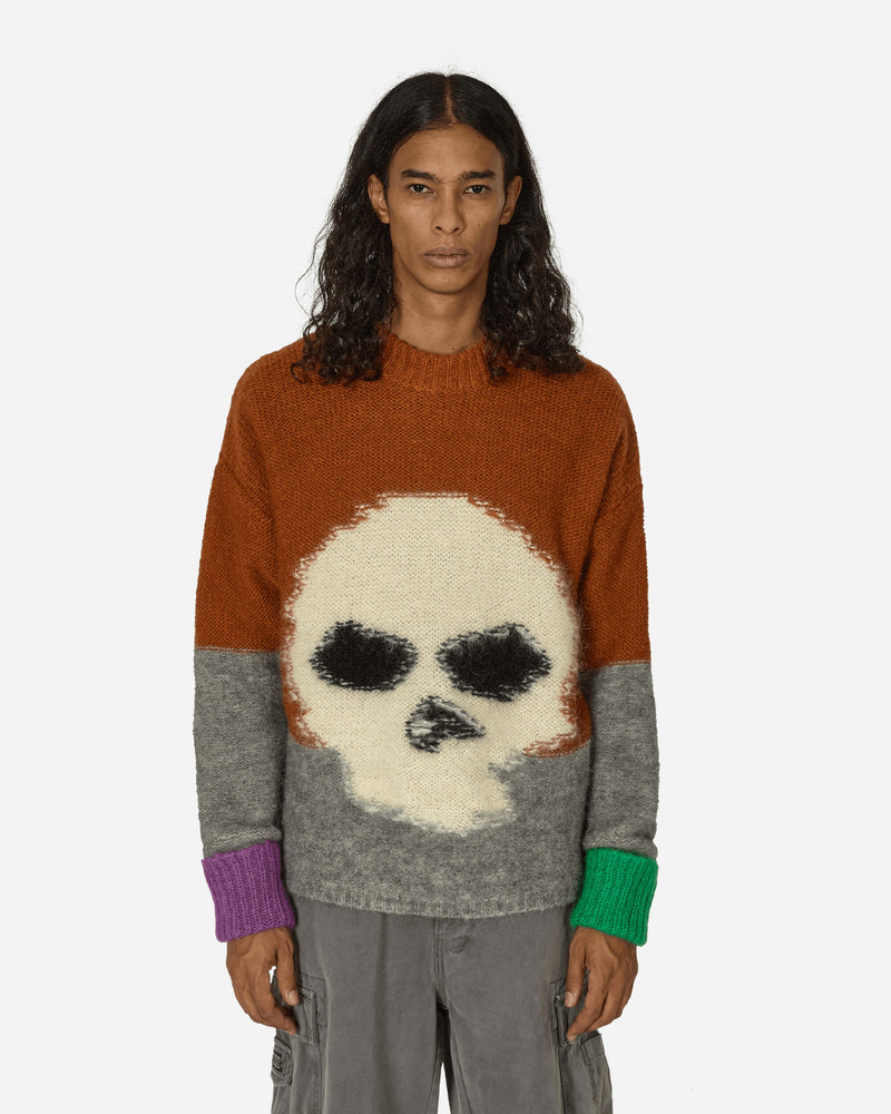 ERL Mohair Skull Intarsia Sweater Brown