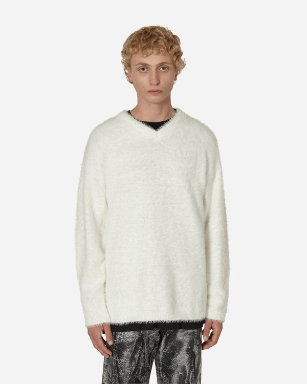 ERL V-Neck Hairy Sweater White