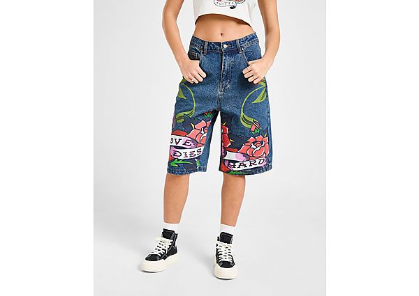 Ed Hardy Cherry Denim Jorts Blue