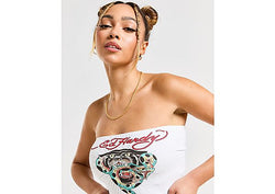 Ed Hardy Panther Bandeau Top White