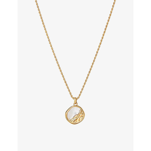 Womens Edge Of Ember Victoria Gaia 18ct yellow gold-plated recycled sterling-silver and pearl pendant necklace