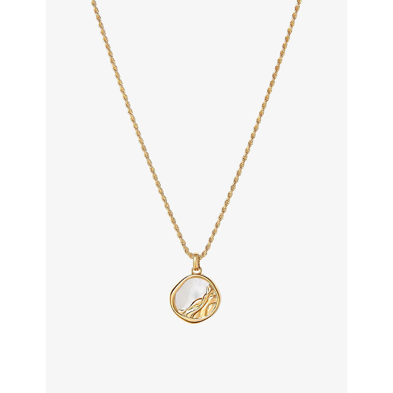 Womens Edge Of Ember Victoria Gaia 18ct yellow gold-plated recycled sterling-silver and pearl pendant necklace