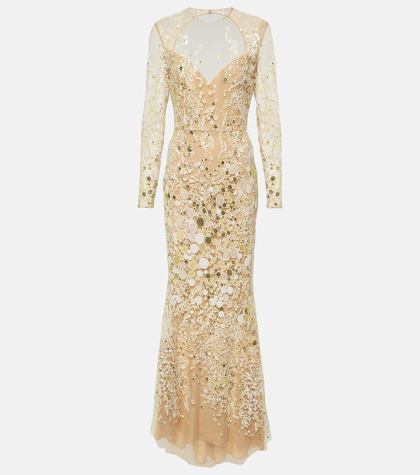 Elie Saab Atom sequined embroidered tulle gown | LYBSTORE