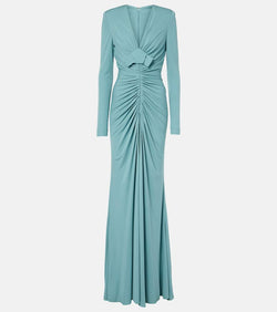 Elie Saab Bow-detail ruched jersey gown